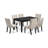 7 Piece Dining Room Table Set Consist of a Rectangle Wooden Table and 6 Cream Linen Fabric Upholstered Parson Chairs, Black-617936897-617936898-617936899