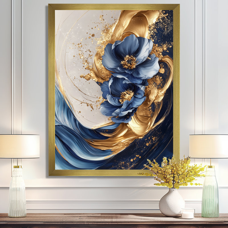 Simoneau - Abstract Canvas Prints, 32" H x 24" W, Single Picture Framed Print, Gold