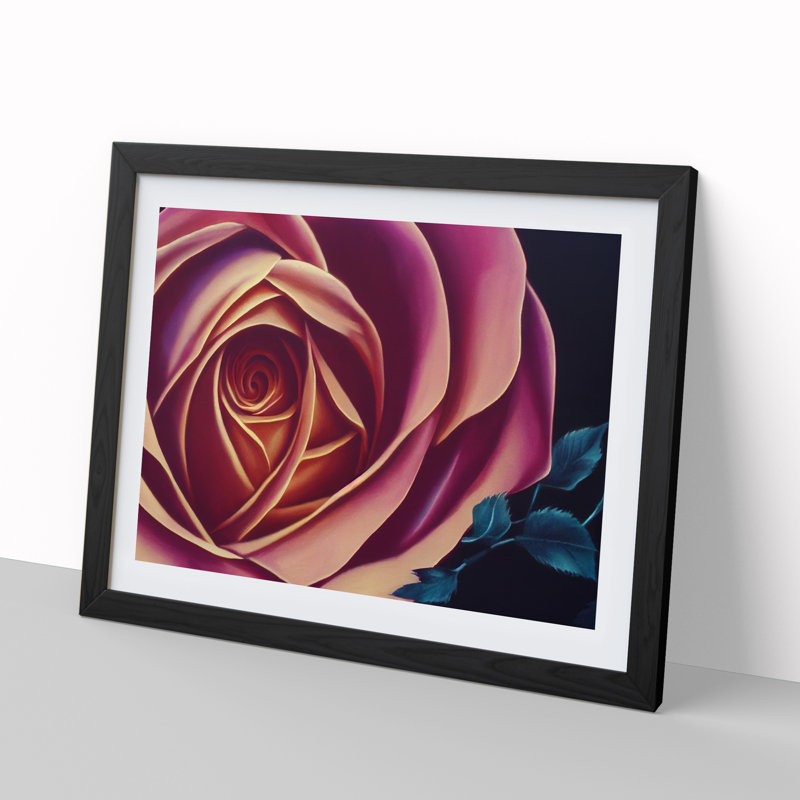 Legendary Rose Flower - Single Picture Frame Print, 46cm H x 64cm W, Black