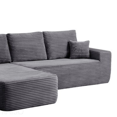 68-Inch Two-Seater, Can Be Paired With A Left Chaise Lounge To Form A Left-Facing L-Shape, Soft-Touch Fabric, Mainly For Living Room Use, Plush, Gray