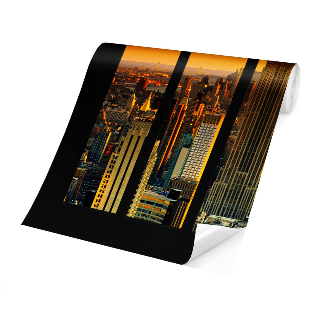 Window on the Manhattan Skyline at Sunset 1.9m x 2.88m Textured Matt Peel & Stick Wall Mural