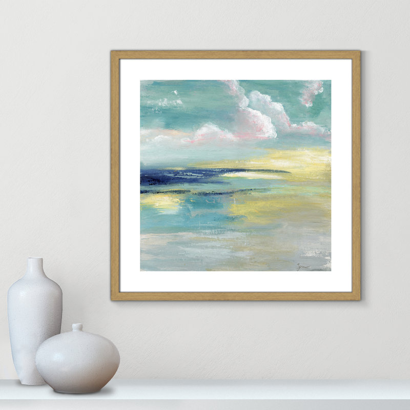«Bertie Ocean View» par Tava Studios - reproduction d'art, Toile avec cadre en bois beige