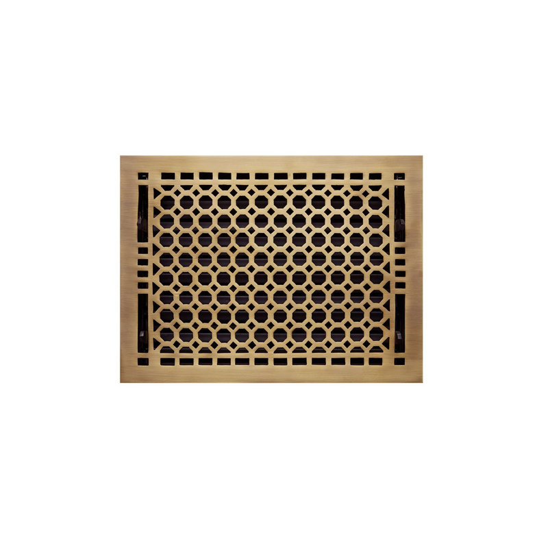 Honeycomb Brass Floor Register, Antique Brass