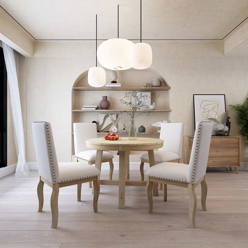 Ensemble de salle à manger extensible, Bois naturel délavé, Bois naturel délavé, Bois naturel délavé / blanc