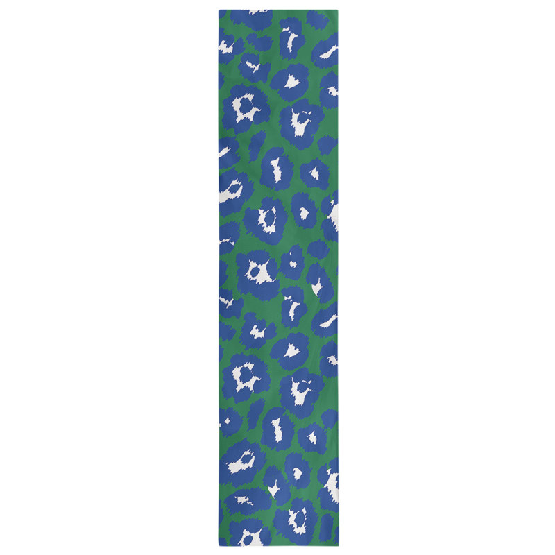 Chemin de table à imprimé animalier, 72 po x 16 po, Vert / Bleu / Blanc