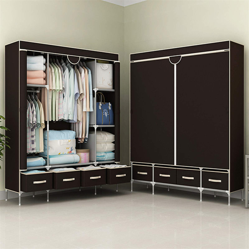 URBNLIVING Metal Wardrobe, Deep Coffee