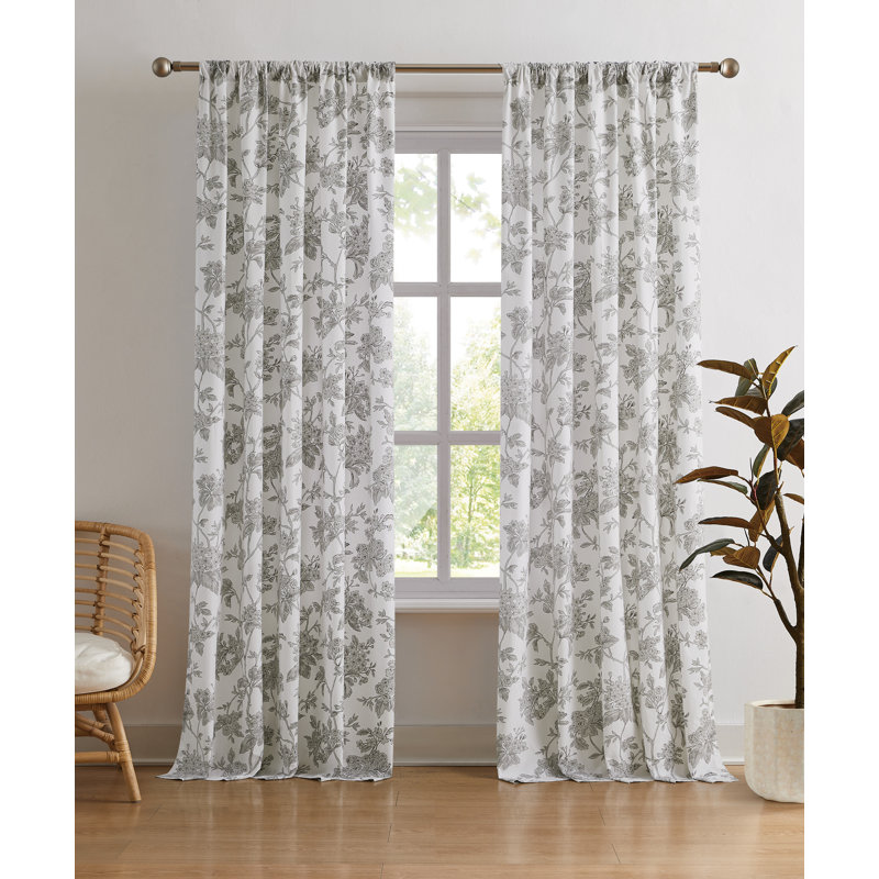  Mila Floral Window Drapes, 50" W x 84" L
