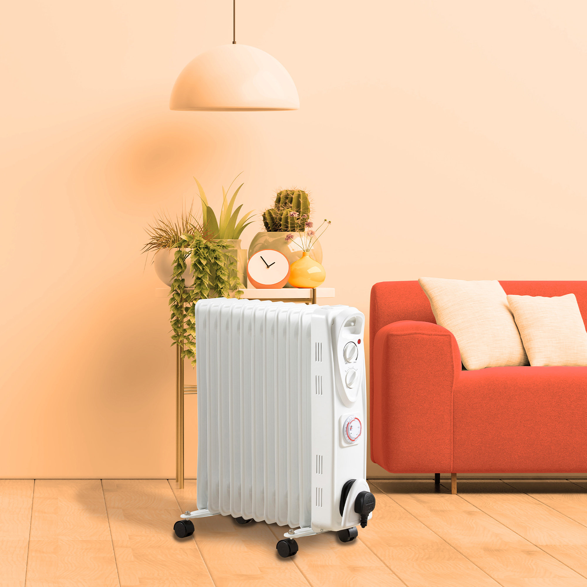 Daewoo 2500W Watt Electric Radiator Space Heater with Adjustable Thermostat  | Wayfair.ie