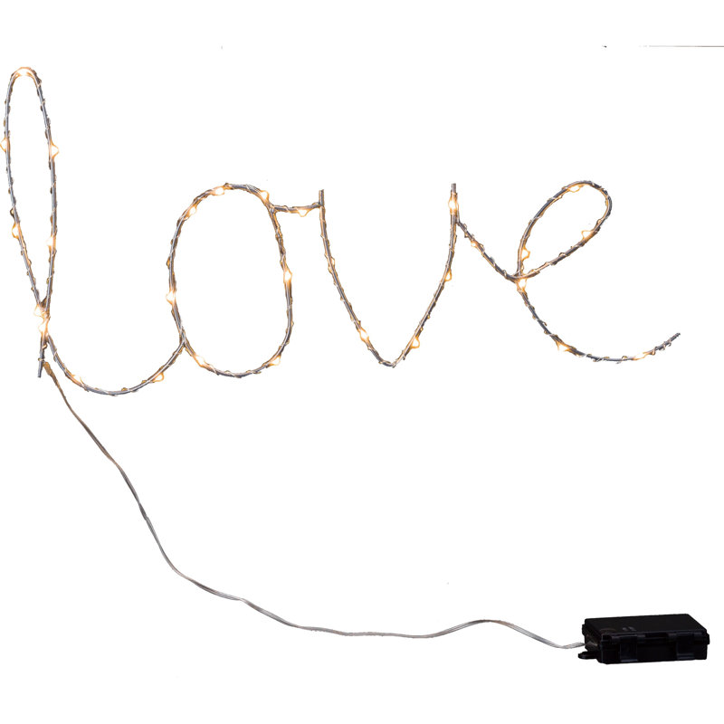 Metal 13.25 in. Clear Spring Light Up Love Wall Decor