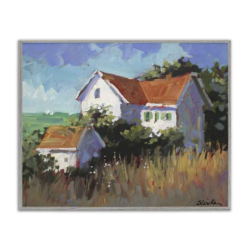 Maison de bord de mer avec vue sur l'océan, estampe numérique, conception par JANE SLIVKA, H 11 po x l 14 po