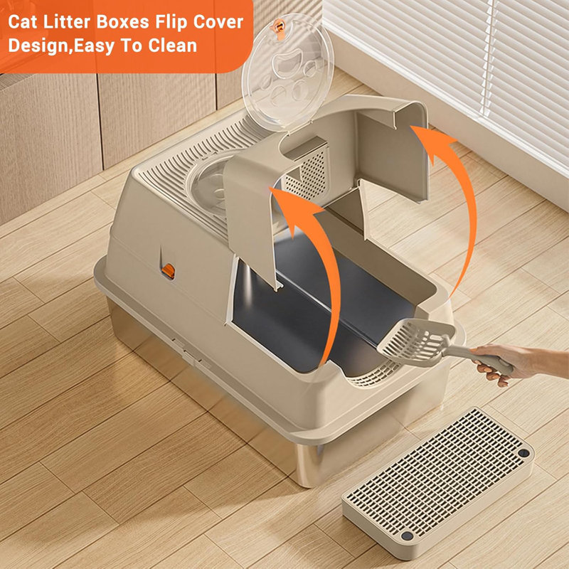 Stainless Steel Litter Box Enclosure, Beige