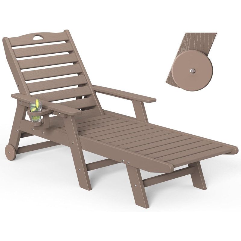 Chaise longue d'extérieur inclinable en PEHD , Brown