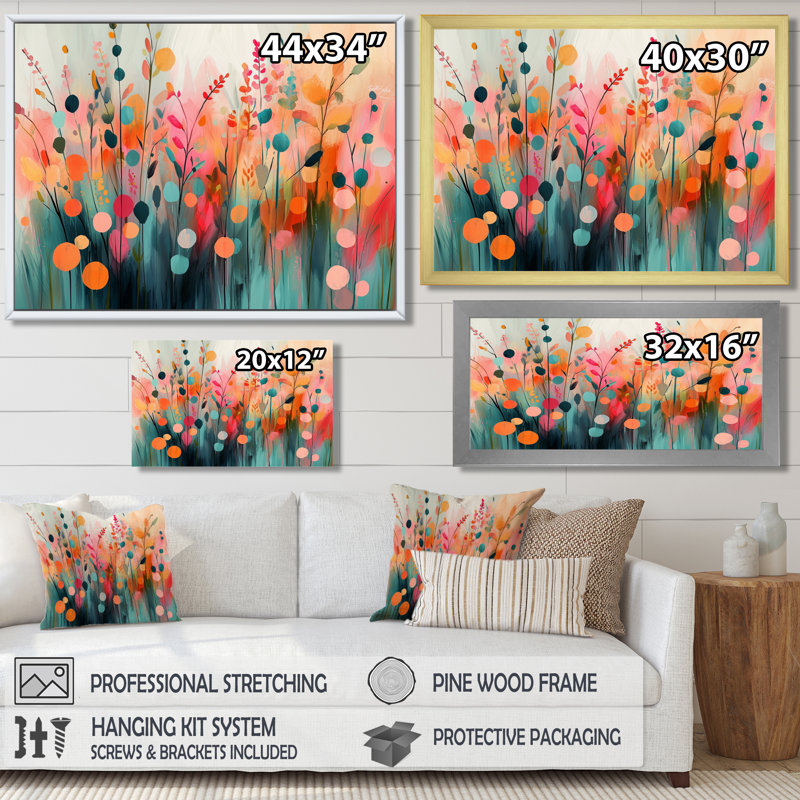 Ilhaan Botcanical Wildflowers Petals In The Breeze III - art mural fleurs sauvages, H 16 po x l 32 po, Argent argent