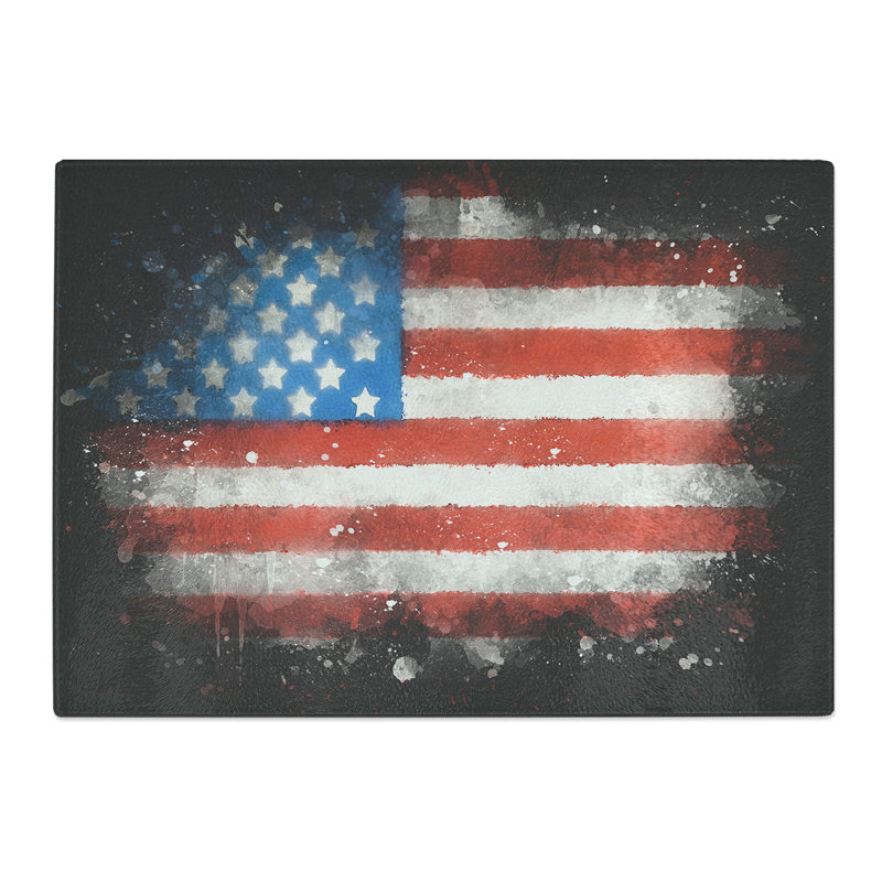Tempered Glass Painted American Flag Chopping Board, 20 cm x 28.5 cm