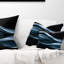 Fractal Lines Blue in Black - Abstract Printed Pillow
