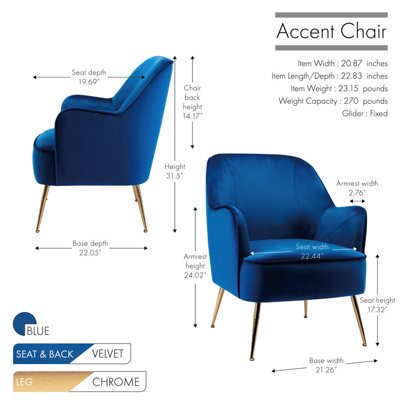 Bucholz Velvet Armchair, Blue