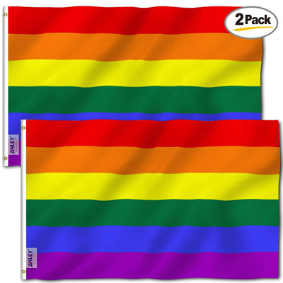 Tissu de polyester à 2 côtés 36 x 60 po arc-en-ciel 6 rayures drapeau maison