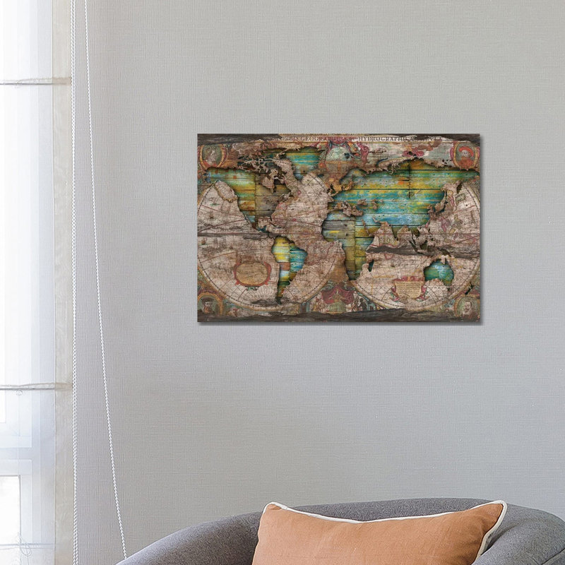Shabby Elegance Old Map In The Clouds by Diego Tirigall - Wrapped Canvas Gallery-Wrapped Canvas Giclée