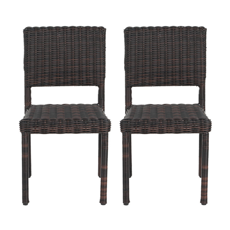 Larry Patio PE Rattan Dining Chairs With Iron Frame