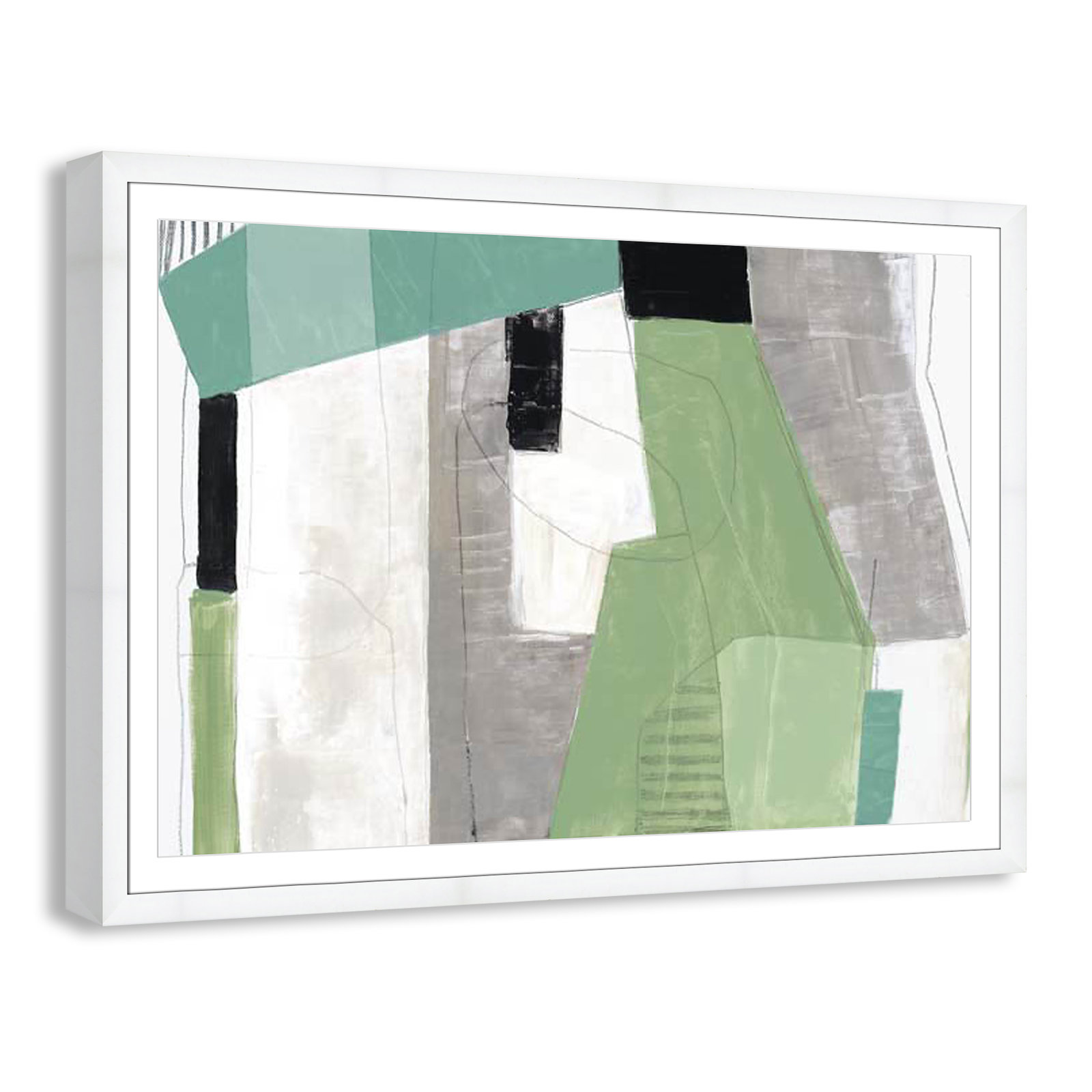 Evergreen Essence by Tom Reeves, White, 39" H x 55" W x 1.25" D, White Cube Frame - Matted Fine Art Paper Print