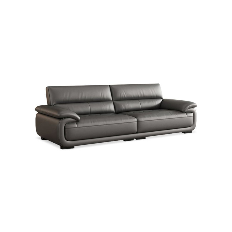 Canapé standard moderne en cuir véritable gris foncé foncé