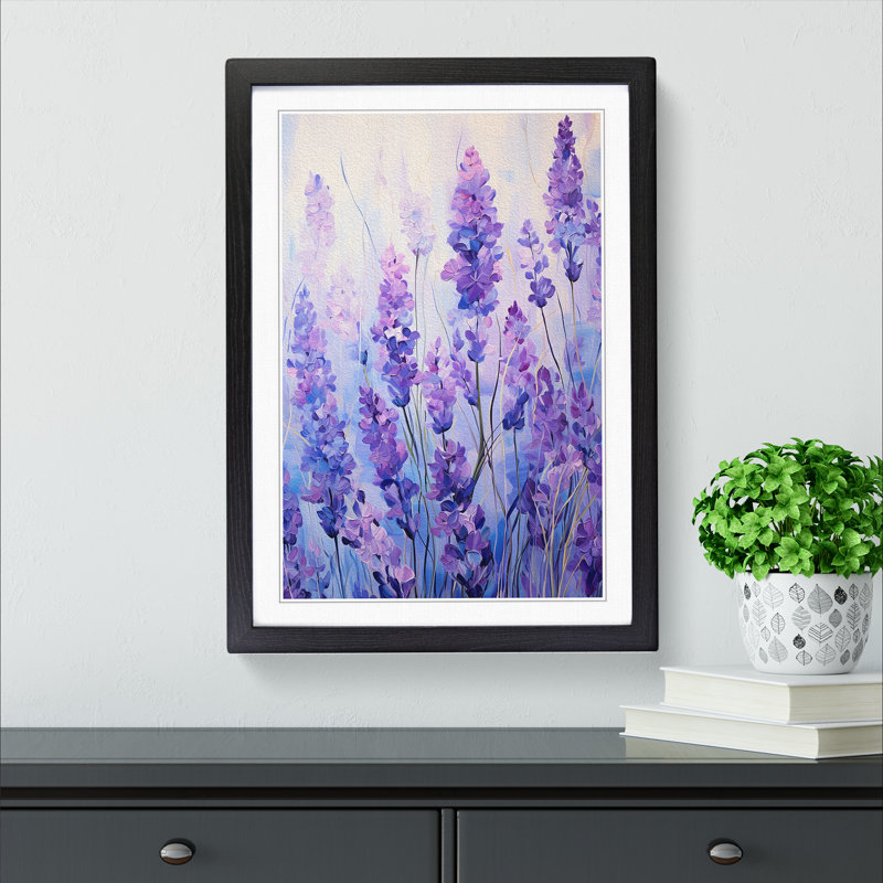 Lavender Flower Abstract - Framed Print, 64cm H x 46cm W x 2" D, Black Framed