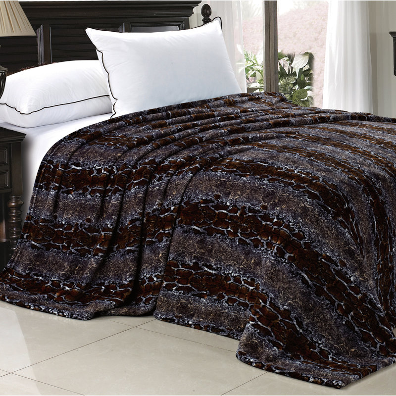 Safari Throw Blanket, Queen, Chocolate White