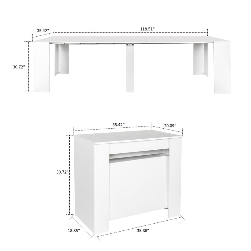 Table de salle à manger extensible Kayleigh, Blanc
