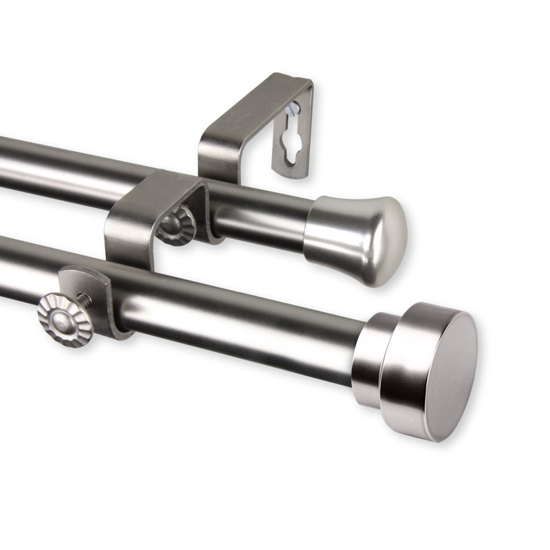 Tringle à rideaux double Embarcadero, Nickel satiné, l 120 po à 170 po