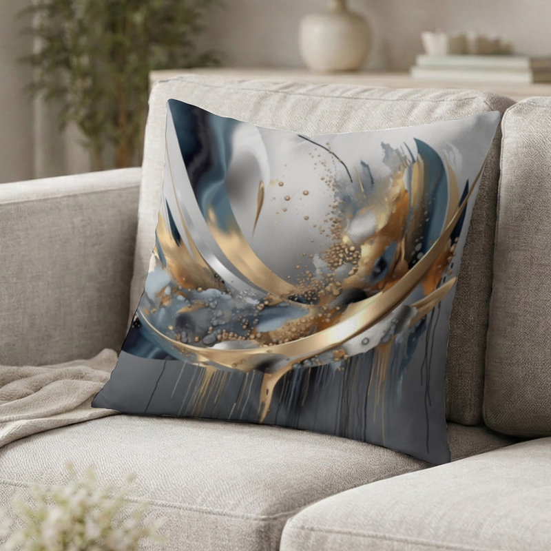 Formes abstraites et lignes infinies I Coussin décoratif - Coussin à formes abstraites, H 16 po x l 16 po