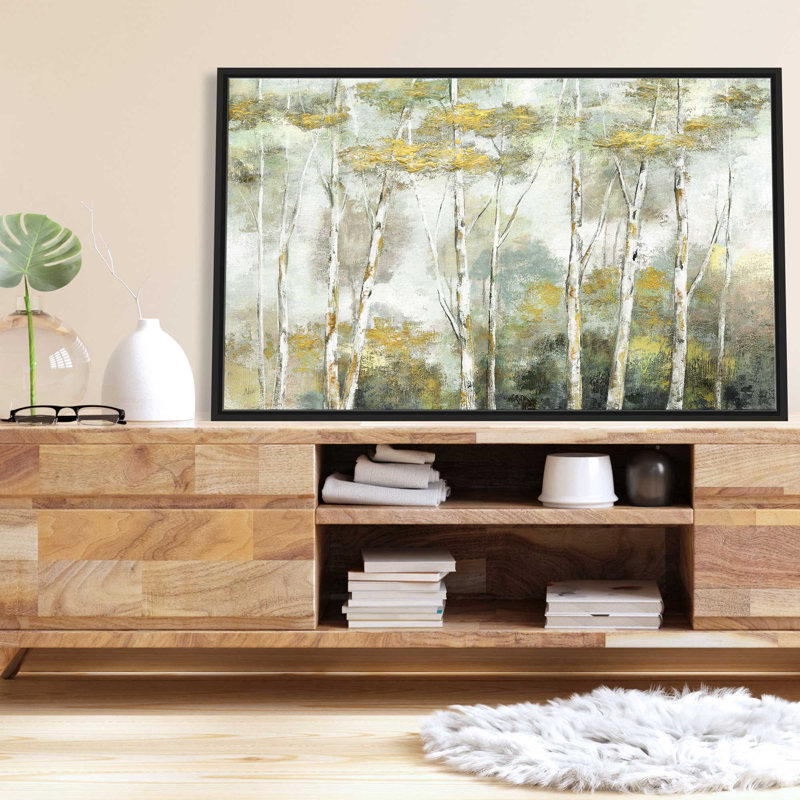 Twinkling Trees par Nan - Peinture, L 63,5 po x H 39,5 po, Cadre noir