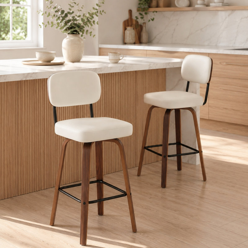 Swivel Counter Stool, Blanc, Tabouret de bar (siège d'une hauteur de 29,5 po)