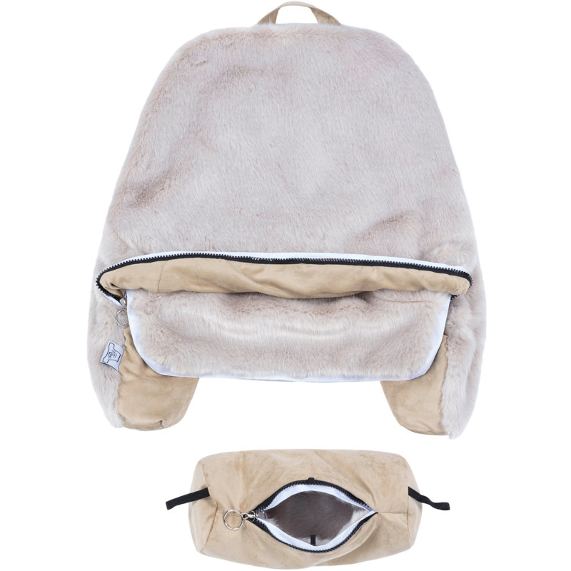 Housse de coussin en fausse fourrure, Loup doré, 24 po x 13 po