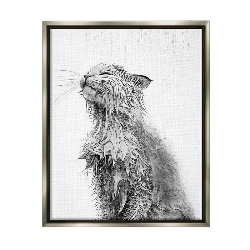 Éclaboussure de chat, Cadre flottant gris lustré, H 21 po x l 17 po x P 1,7 po
