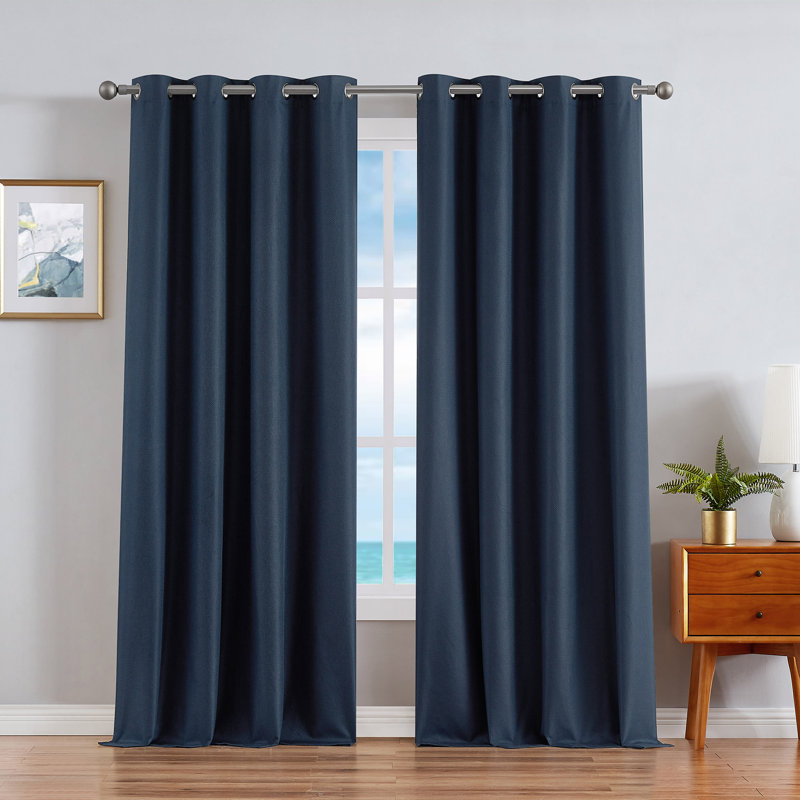 Nautica Synthetic Solid Color Blackout Thermal Rod Pocket Curtain Panels, 52" W x 96" L, Light Gray