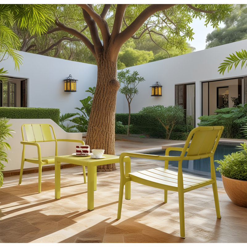 Ensemble 2 pièces chaises simples et tables basses, Yellow
