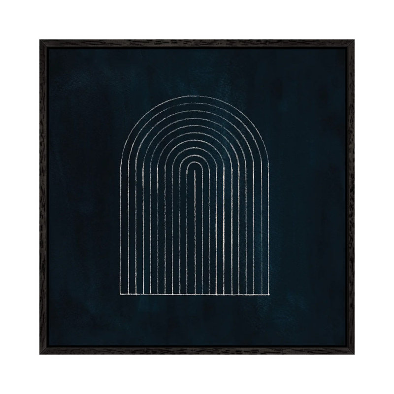 Navy Mid Century Rainbow by Whales Way - Print on Canvas, 66.04cm H x 66.04cm W x 3.81cm D, Black Framed