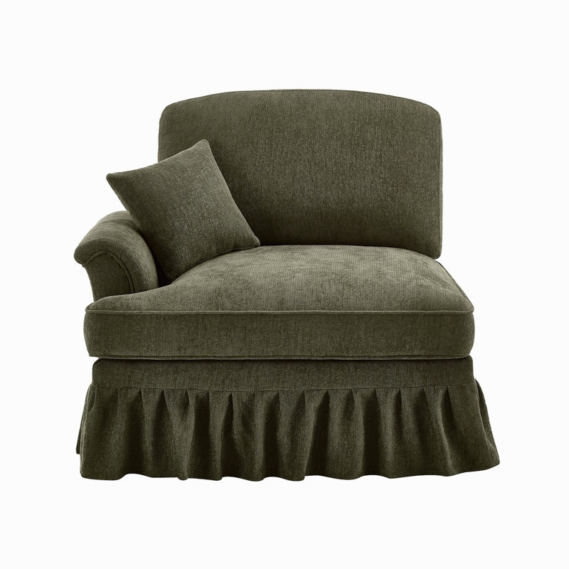 Canapé en chenille LSF avec 1 coussin, Orienté à gauche (vu de face), Vert