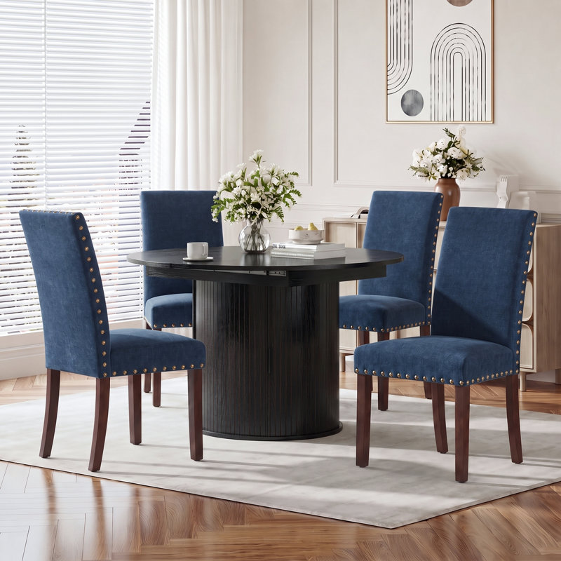Ensemble de table et de chaises de salle à manger extensibles modernes pour 4 à 6 personnes avec rangement dissimulé, Noir