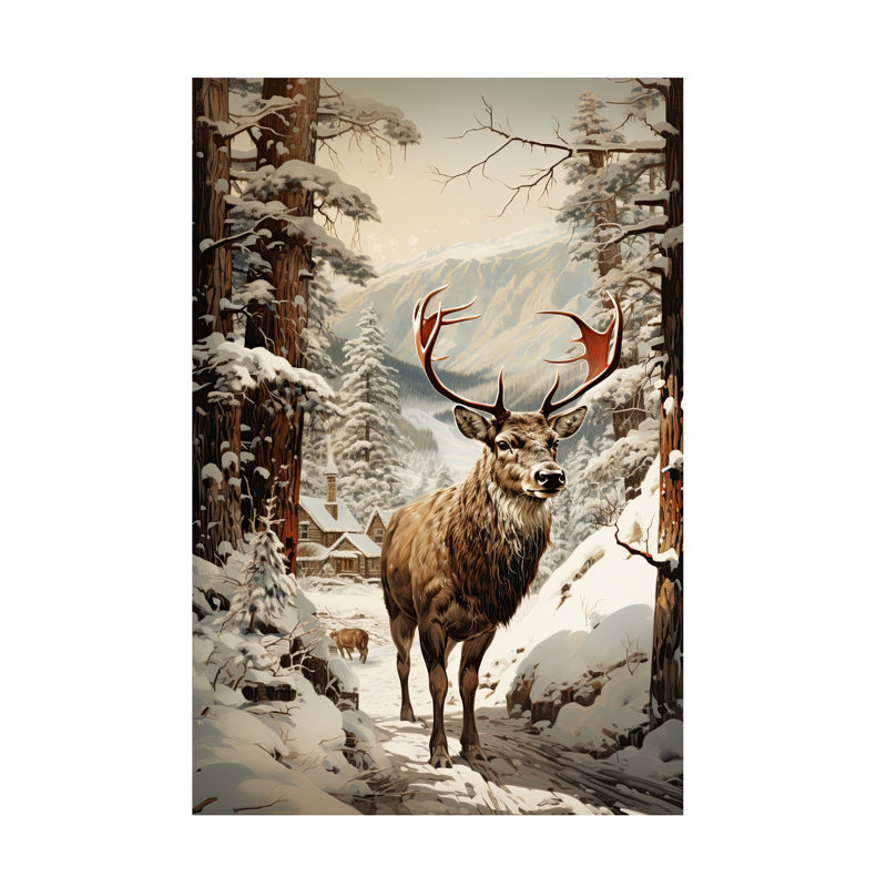 Art sur toile Sasha Christmas Deer II, H 12 po x l 19 po