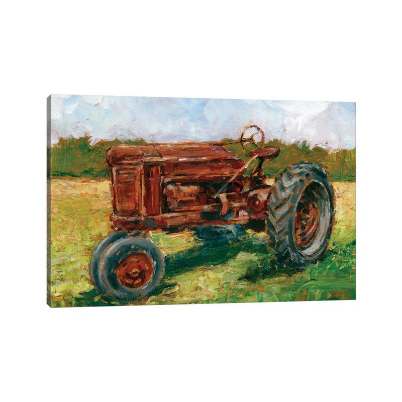 «Rustic Tractors II» par Ethan Harper - reproduction d'art sur toile tendue, H 12 po x l 18 po x 1,5 po