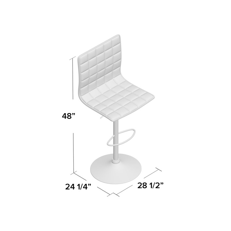Iancarlo Swivel Upholstered Adjustable Height Counter Stool, White