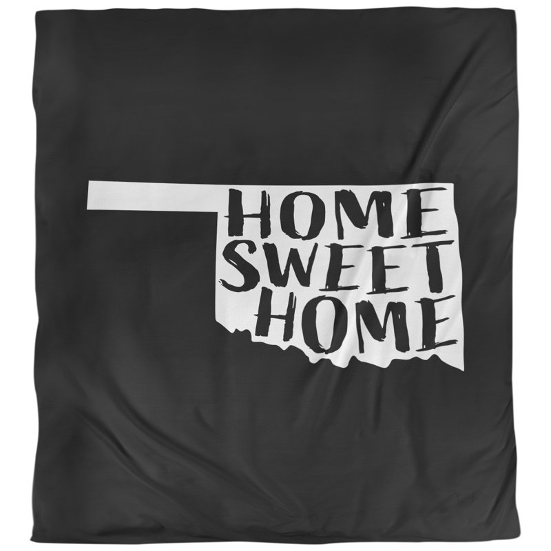 Housse de couette Home Sweet Oklahoma, Housse de couette pour très grand lit, Noir, Microfibre
