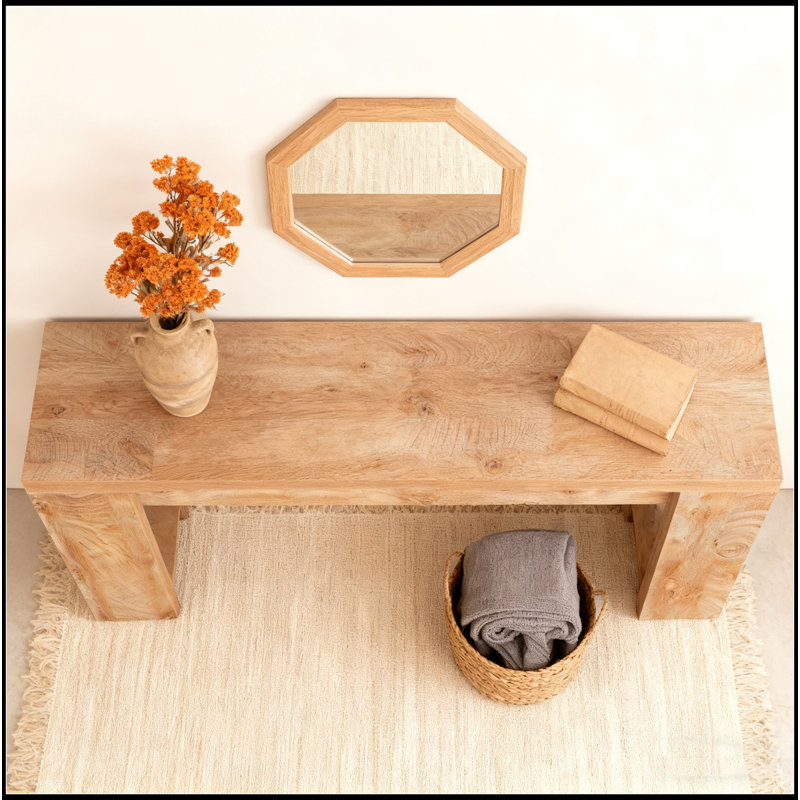 Console de style maison de campagne 70,9 po extra-longue - Canapé d'entrée en bois étroit derrière le canapé, Chêne clair