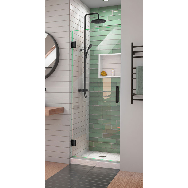 DreamLine Unidoor-LS 27 inch W x 72 inch H Frameless Hinged Shower Door in Matte Black, Matte Black, 27"