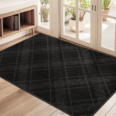 Non-Slip Absorbent Door Mat with TPR Backing – Soft, Washable, Low-Profile Doormat for Indoor Entrance, Perfect for Pets & Family