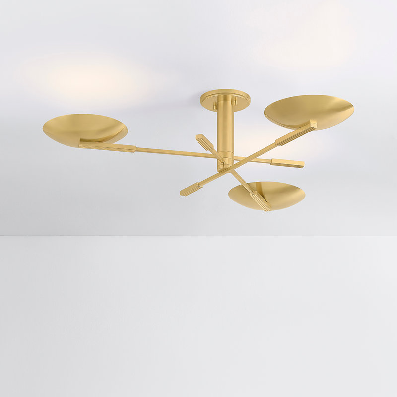 Johnson Semi Flush in Aged Brass