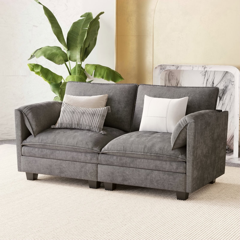 Bangura 74.27'' Comfy Loveseat, Gray