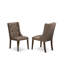 L'ensemble de salle à manger 7 pièces comprend une table de cuisine en bois et 6 chaises de salle à manger en tissu de lin brun avec dossier capitonné, noyer antique-958115801