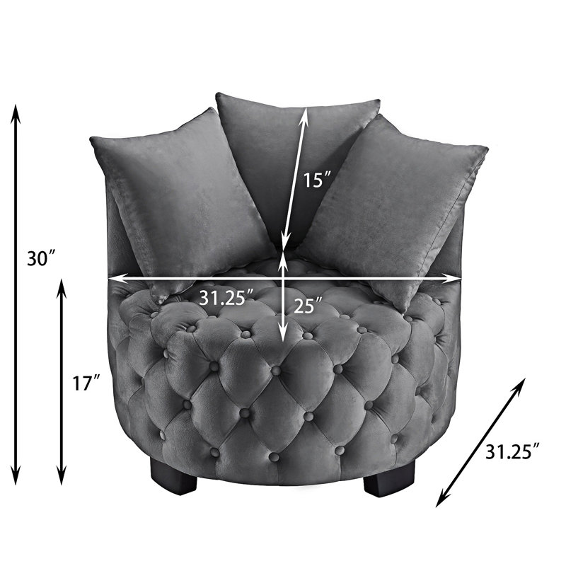 Chaise d'appoint rembourrée et capitonnée, Gris foncé